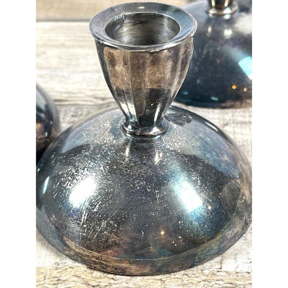 Oneida Silversmiths Silver Plated Art Deco MCM Candle Holders Set of 4 Vintage - Picture 11 of 13